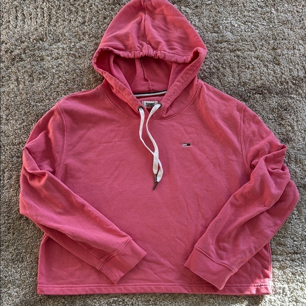 Tommy Jeans Hilfiger Sweater Pullover Hooded Hoodie Long Sleeve Pink Size Xl🍍